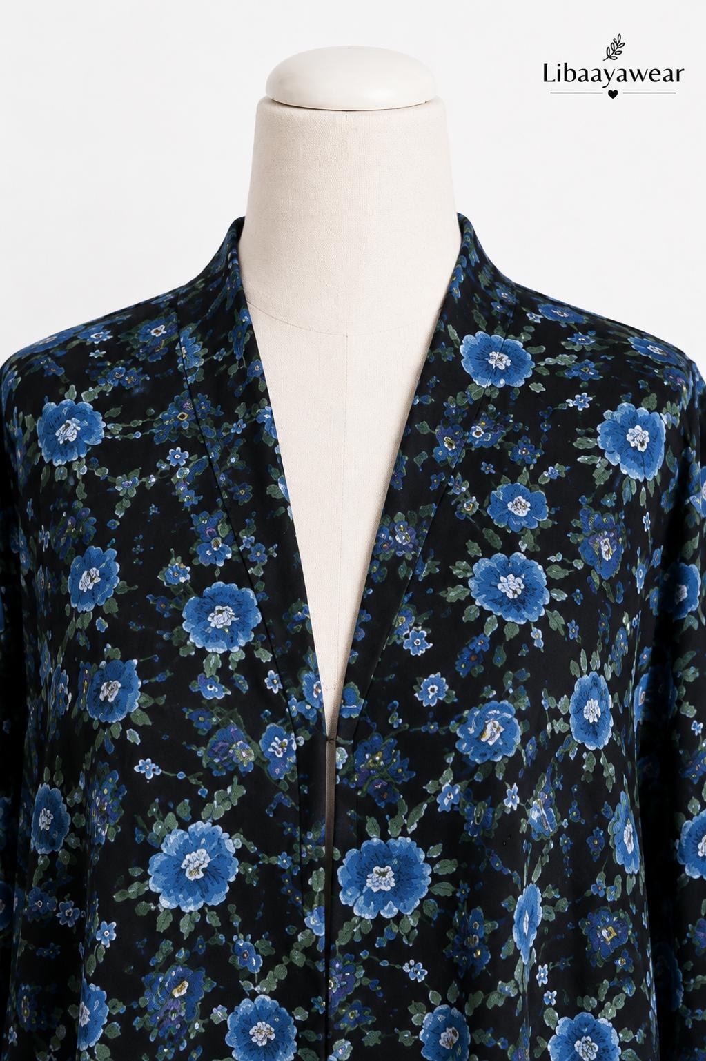 Midnight Bloom Floral Abaya