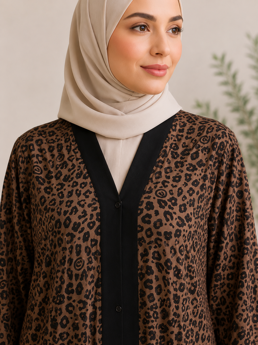 Sale! Leopard Print Zipper-Front Abaya
