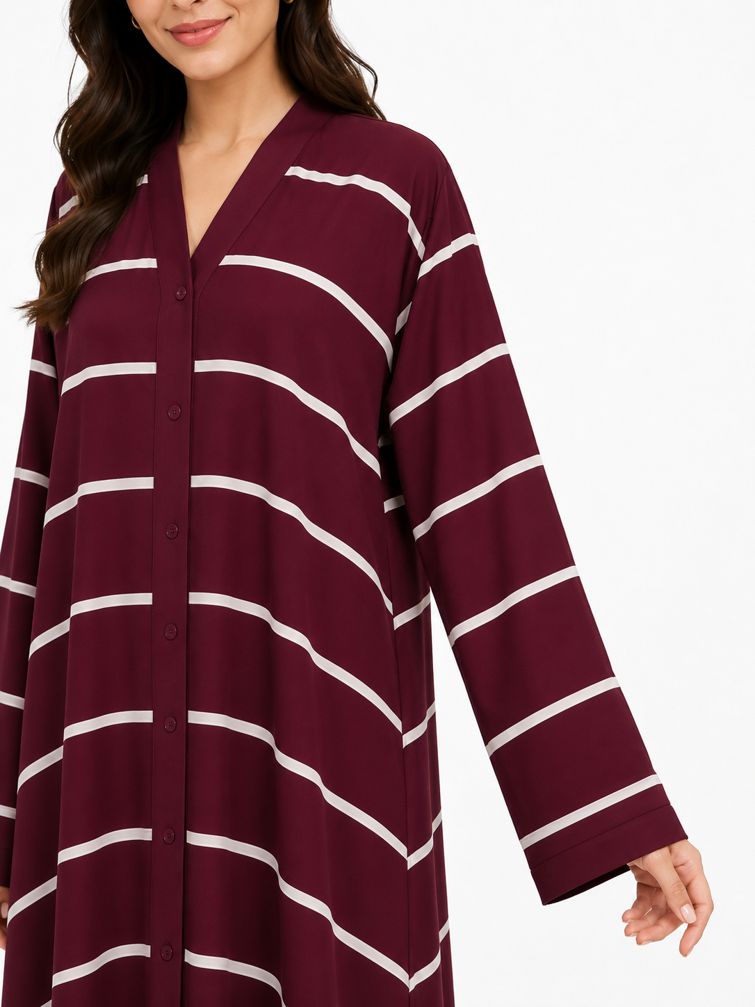 Maroon Stripe Classic Abaya