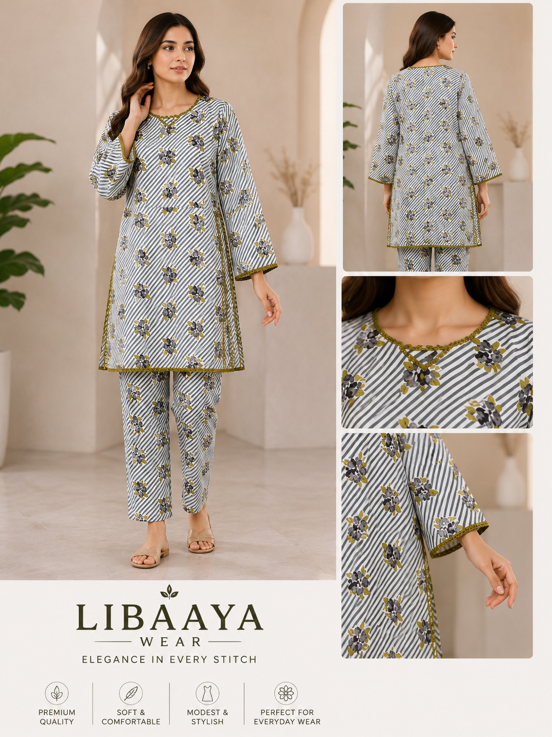 Elegant Floral Printed 2-Piece Cotton Suit for Women | Casual Summer Co-Ord Set