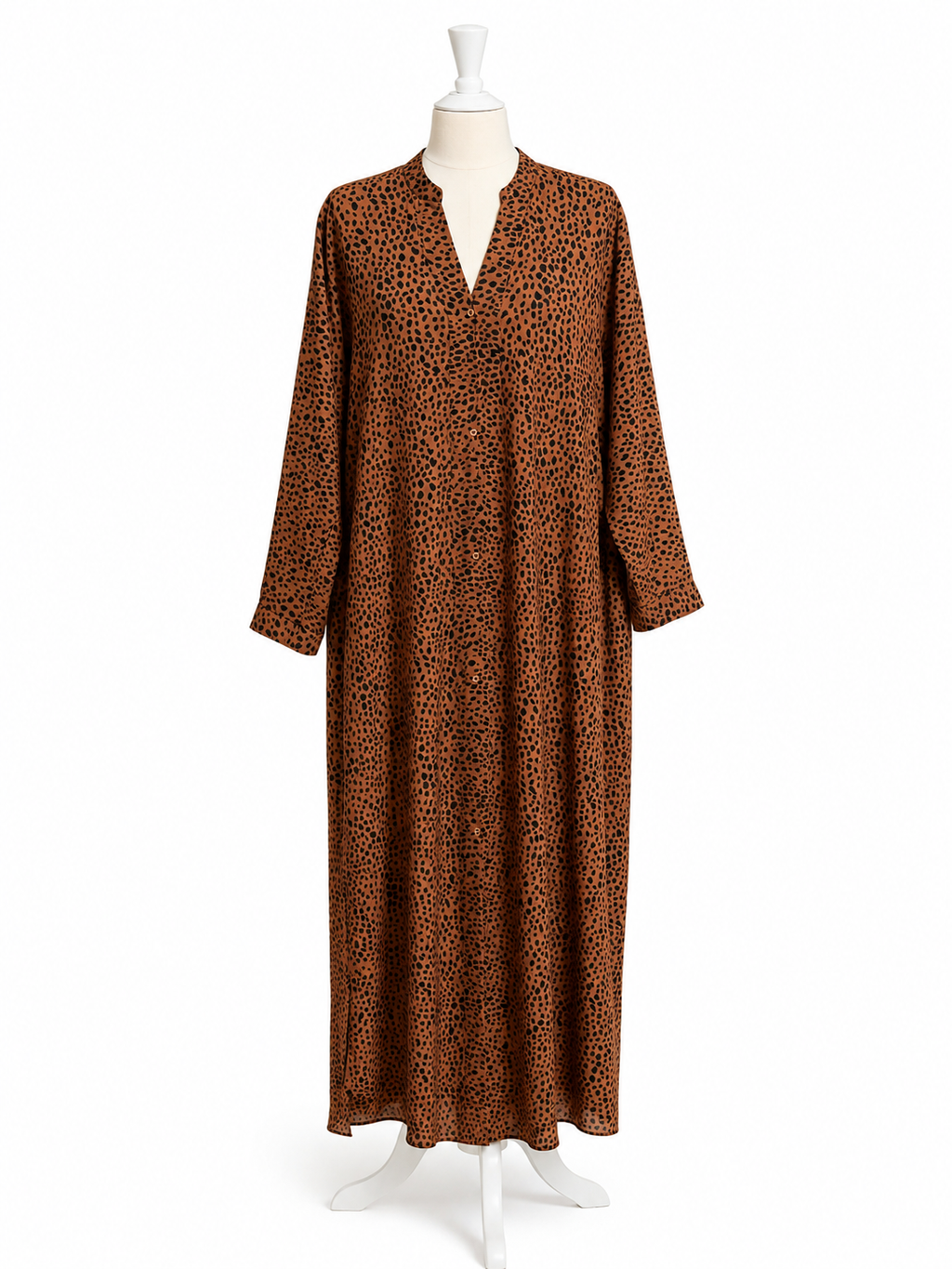 Brown Printed Open Abaya – Elegant Modest Wear