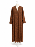 Brown Printed Open Abaya – Elegant Modest Wear
