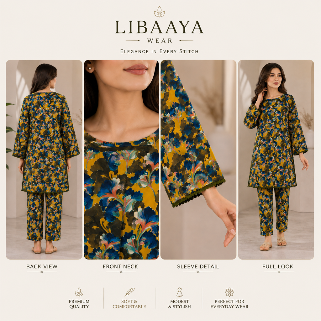 Elegant Floral Printed 2-Piece Cotton Suit for Women | Premium Casual Summer Wear