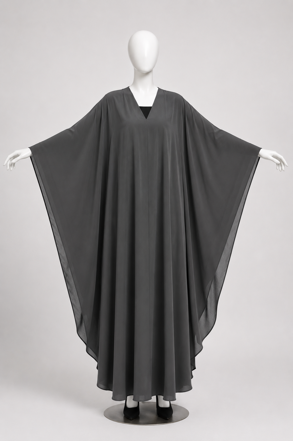 Elegant Butterfly Abaya – Charcoal Grey