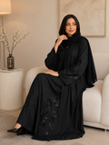 Floral Bloom Embellished Black Abaya