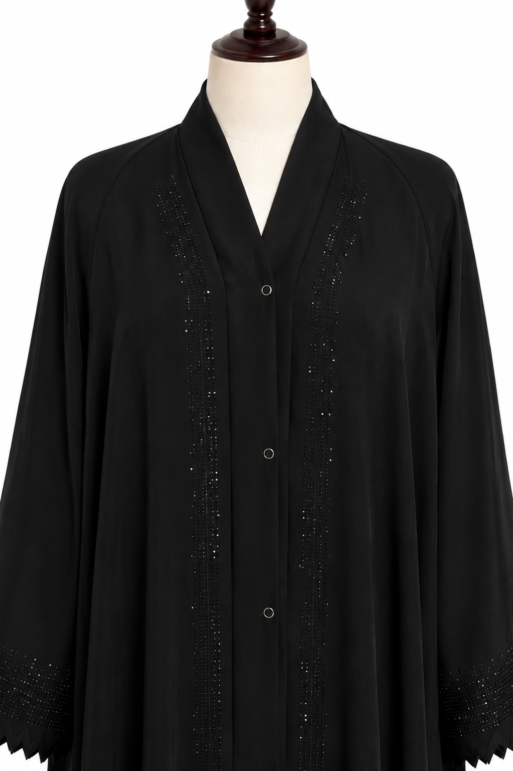 Black Stone Work Open Abaya
