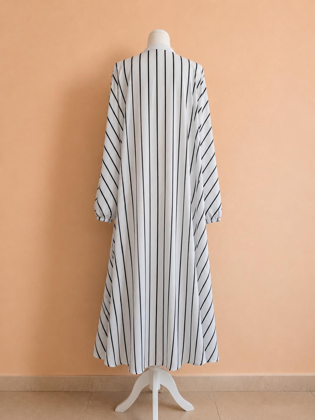Monochrome Stripe Minimalist Abaya