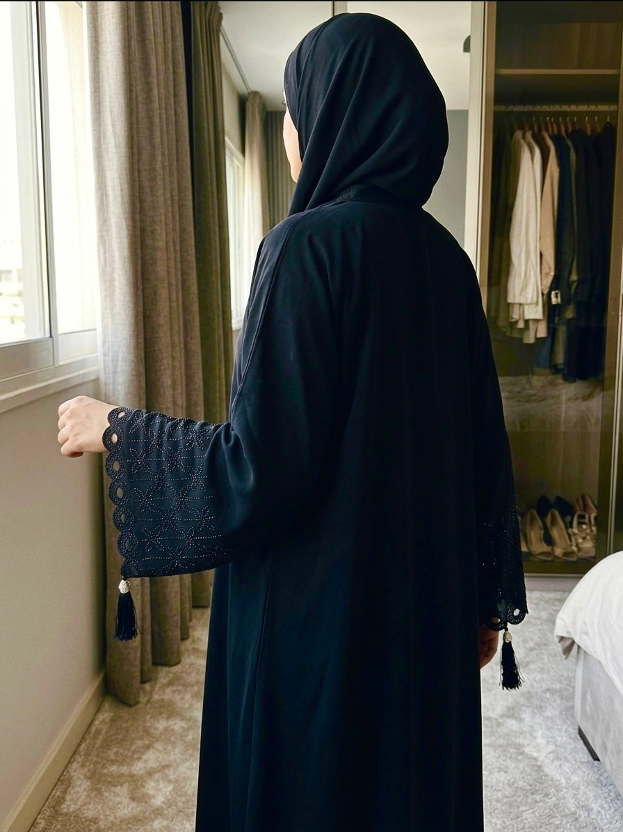 Exquisite Cut-Work & Bead-Embellished Abaya