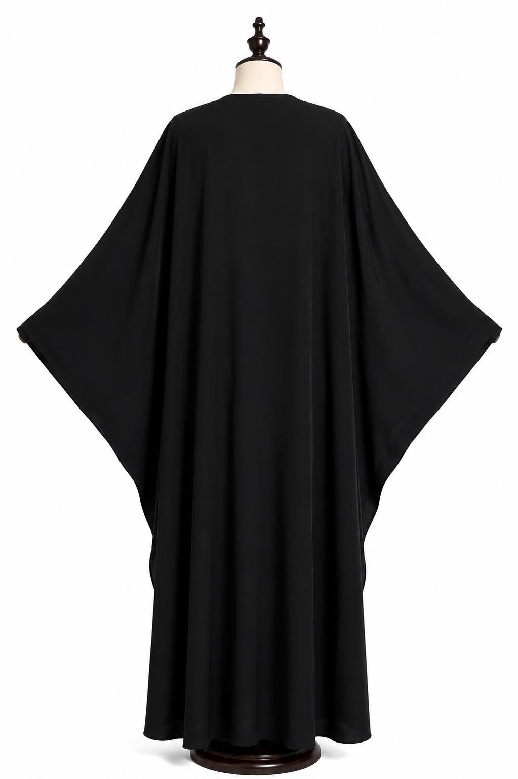 Textured Front Pleat Black Abaya