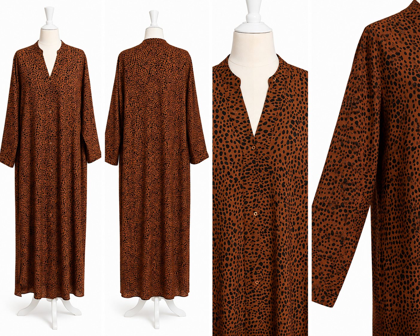 Brown Printed Open Abaya – Elegant Modest Wear