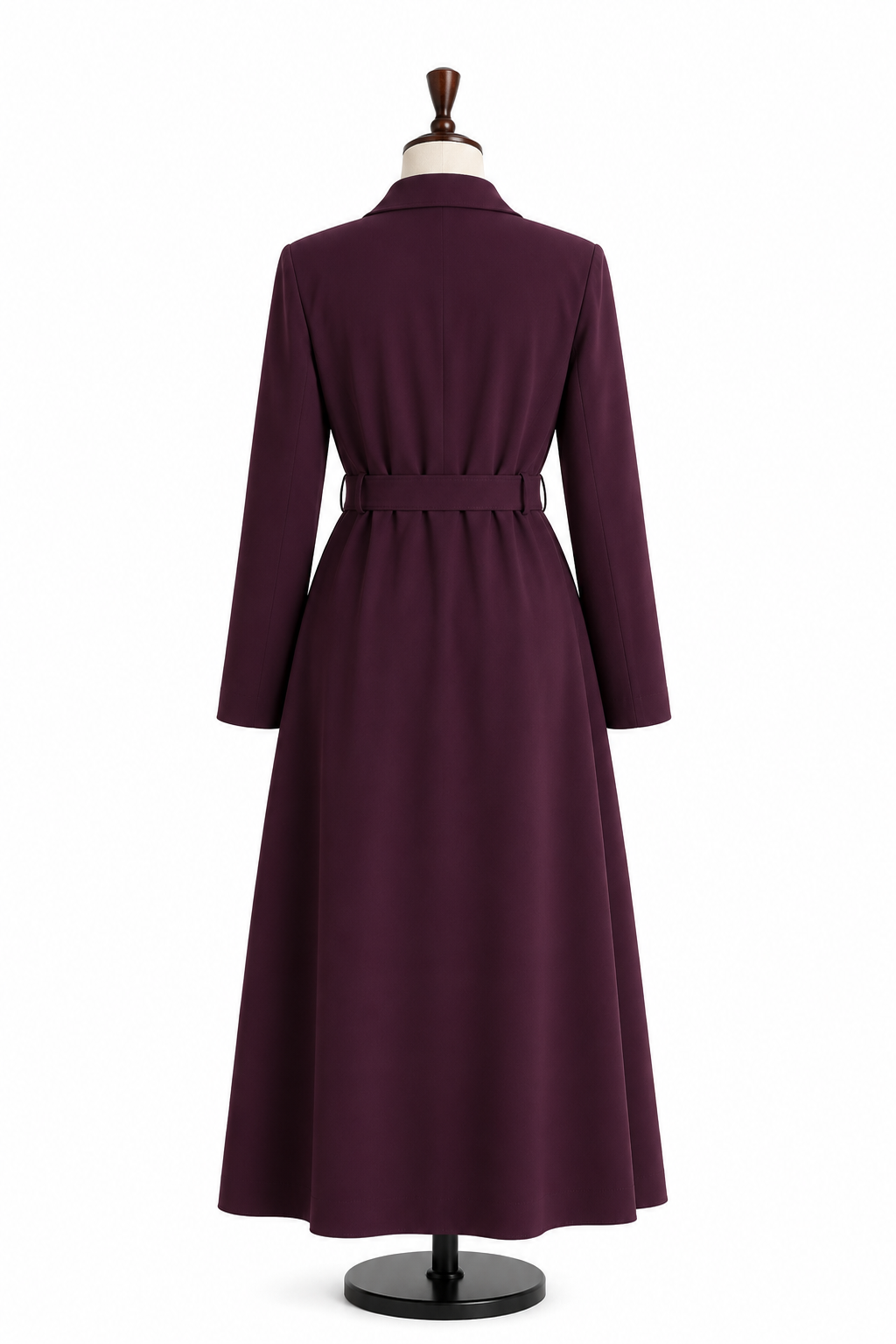 Elegant Belted Coat Style Abaya – Plum Purple