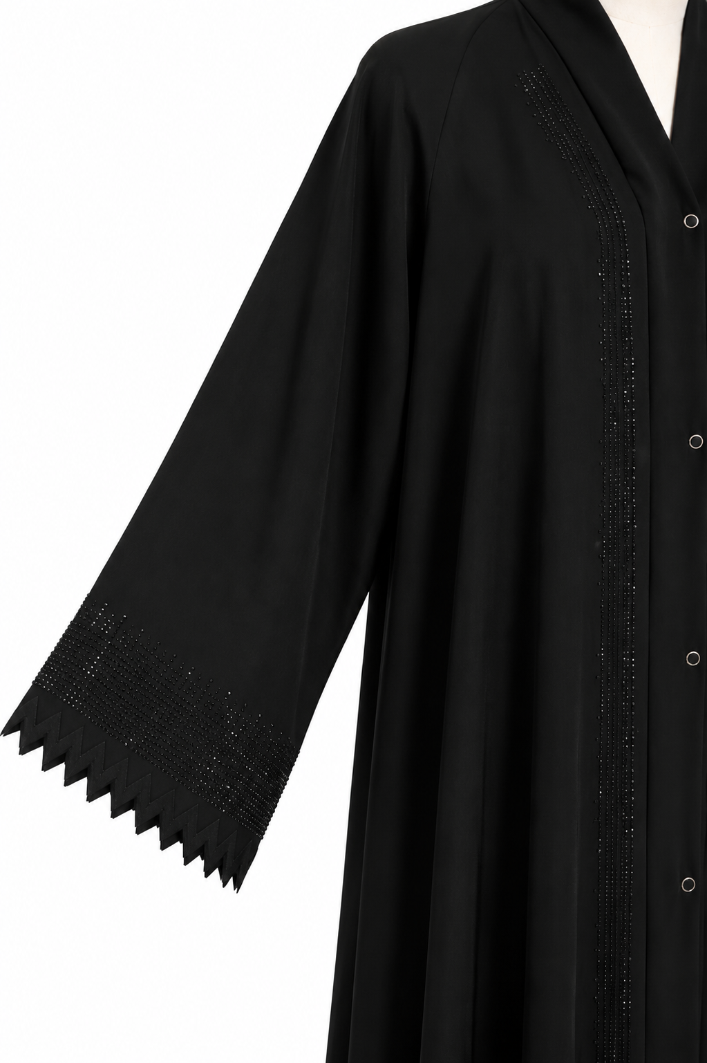 Black Stone Work Open Abaya