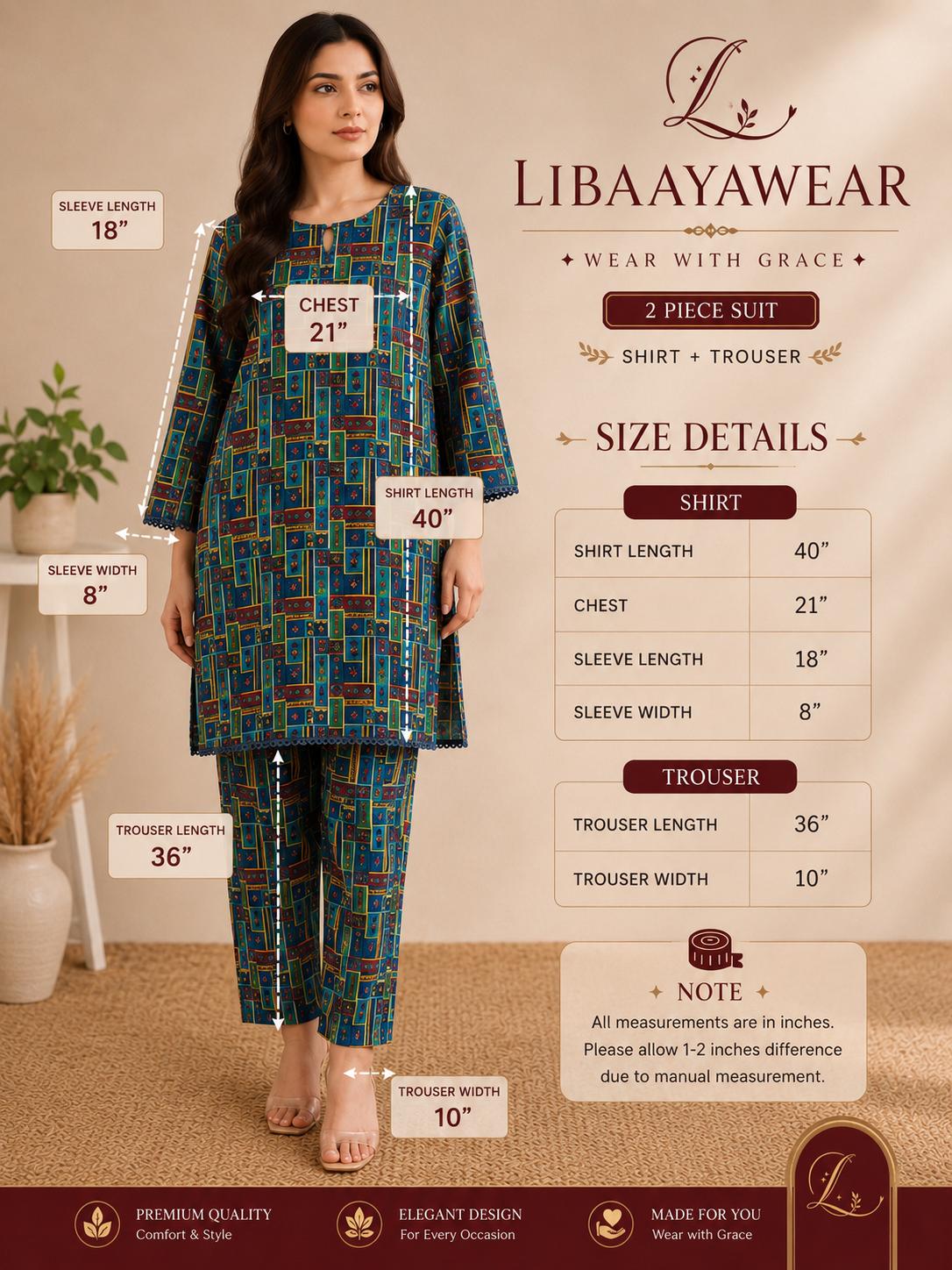 Royal Blue Geometric Abstract 2-Piece Stitched Suit