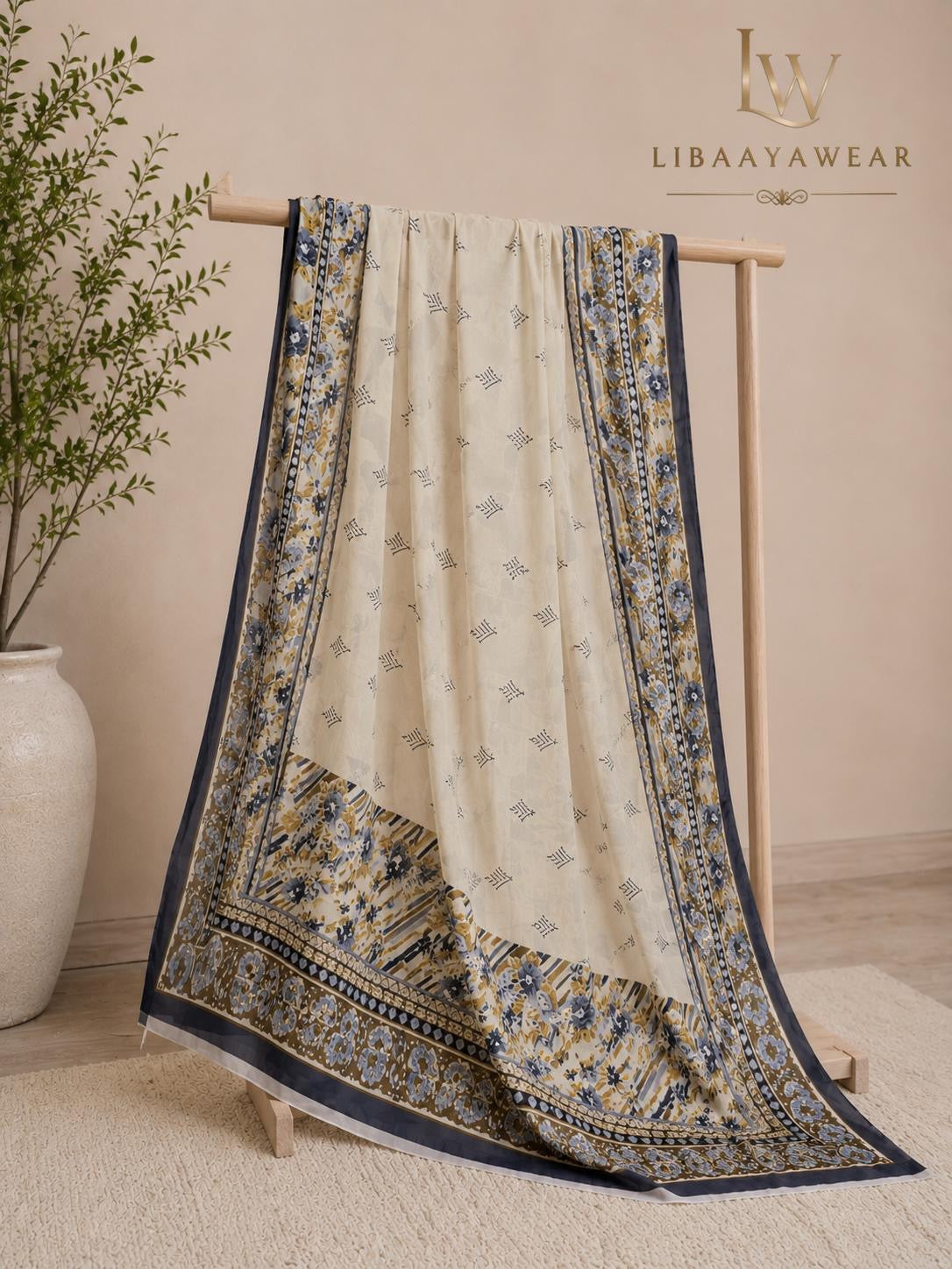 Elegant Floral Lawn 3-Piece Stitched Suit
