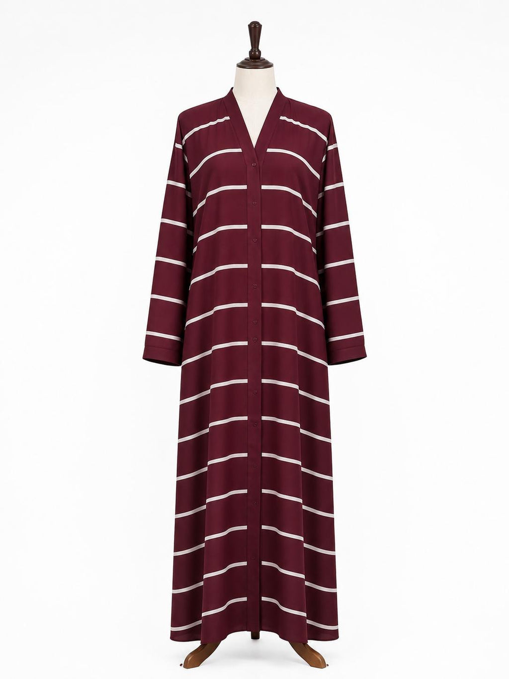 Maroon Stripe Classic Abaya