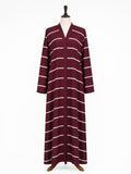 Maroon Stripe Classic Abaya