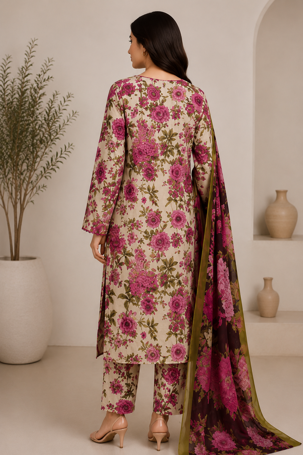 Pink Floral 3 Piece Suit | Medium (M)