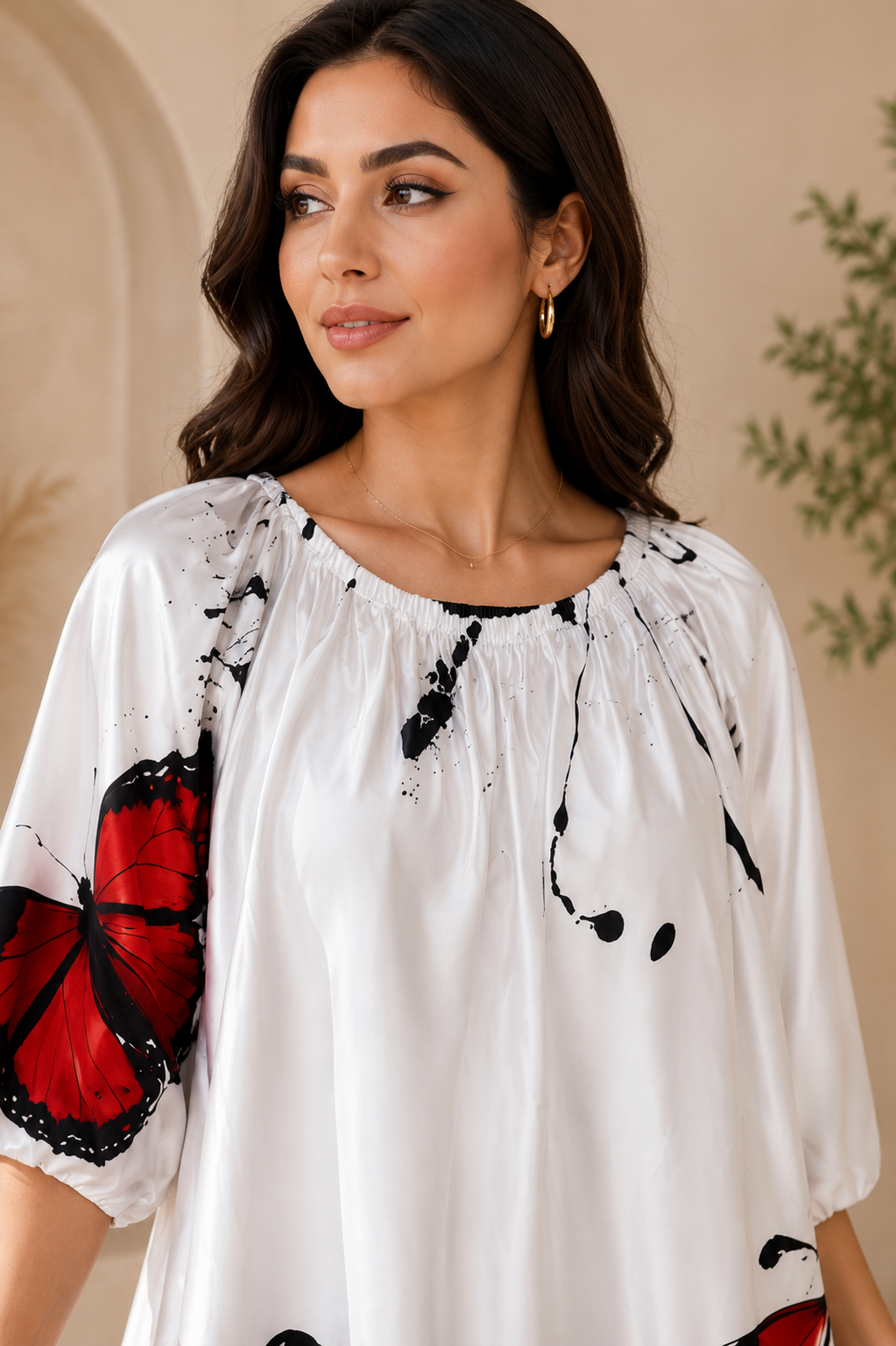 Elegant Butterfly Print Maxi Dress