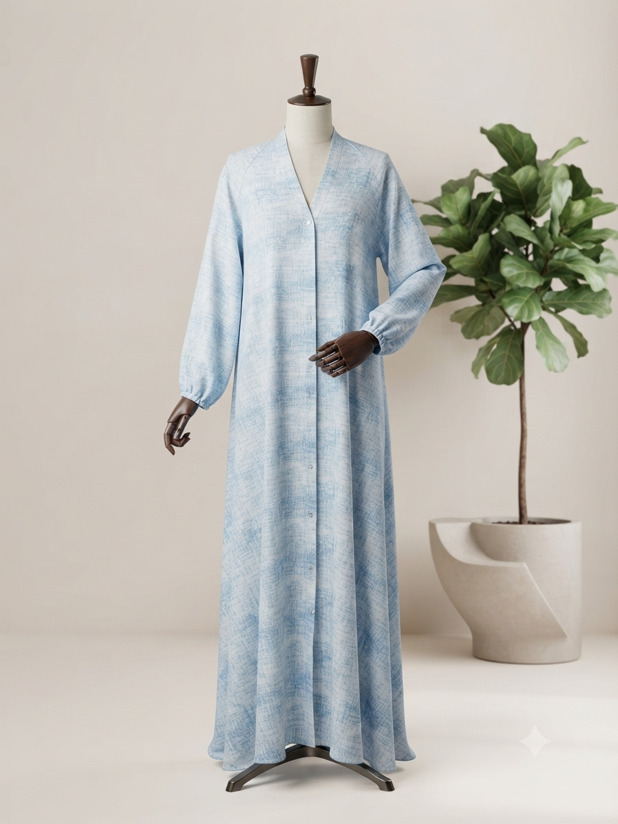 Azure Mist Textured Abaya