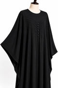 Textured Front Pleat Black Abaya