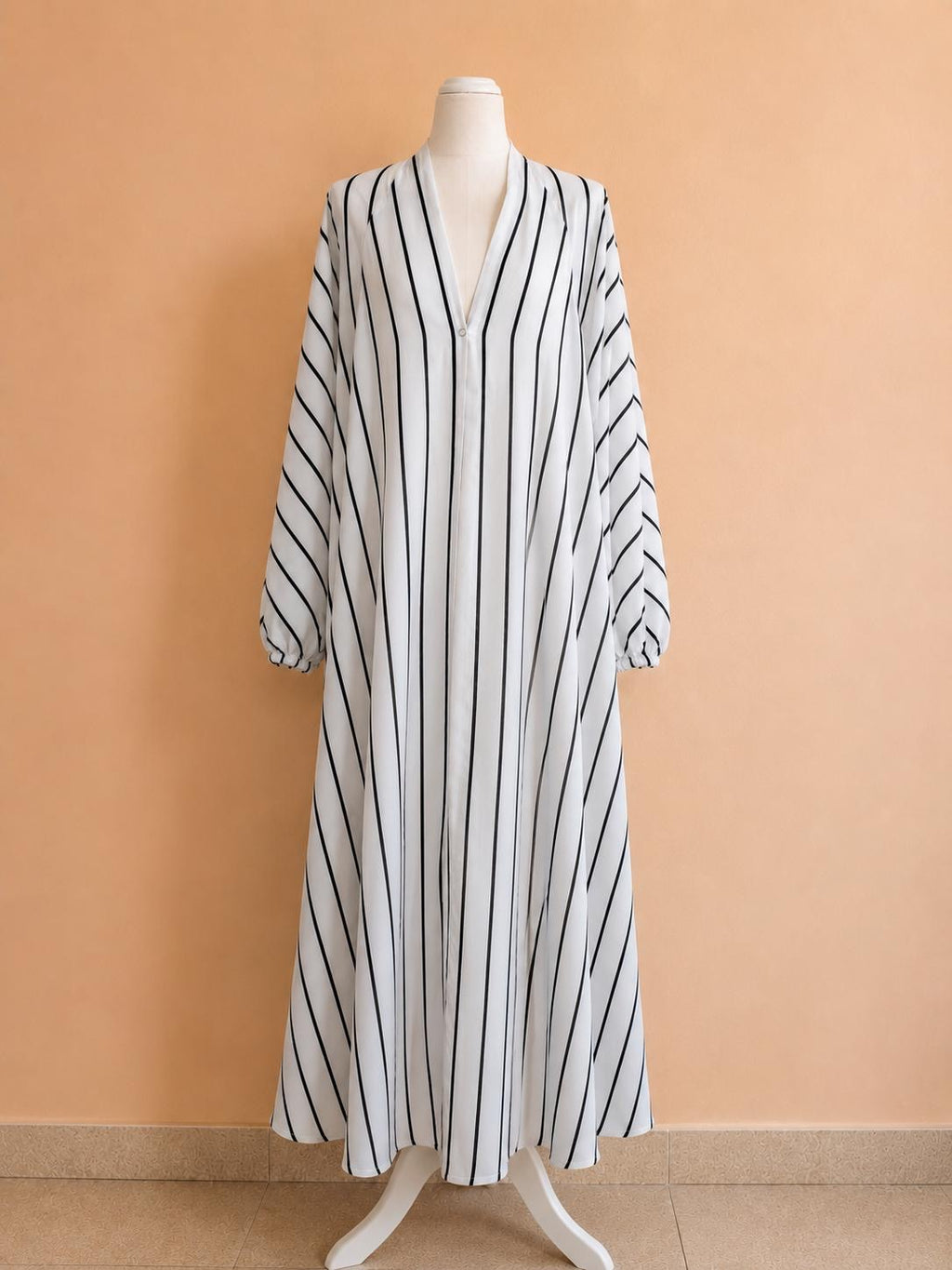 Monochrome Stripe Minimalist Abaya