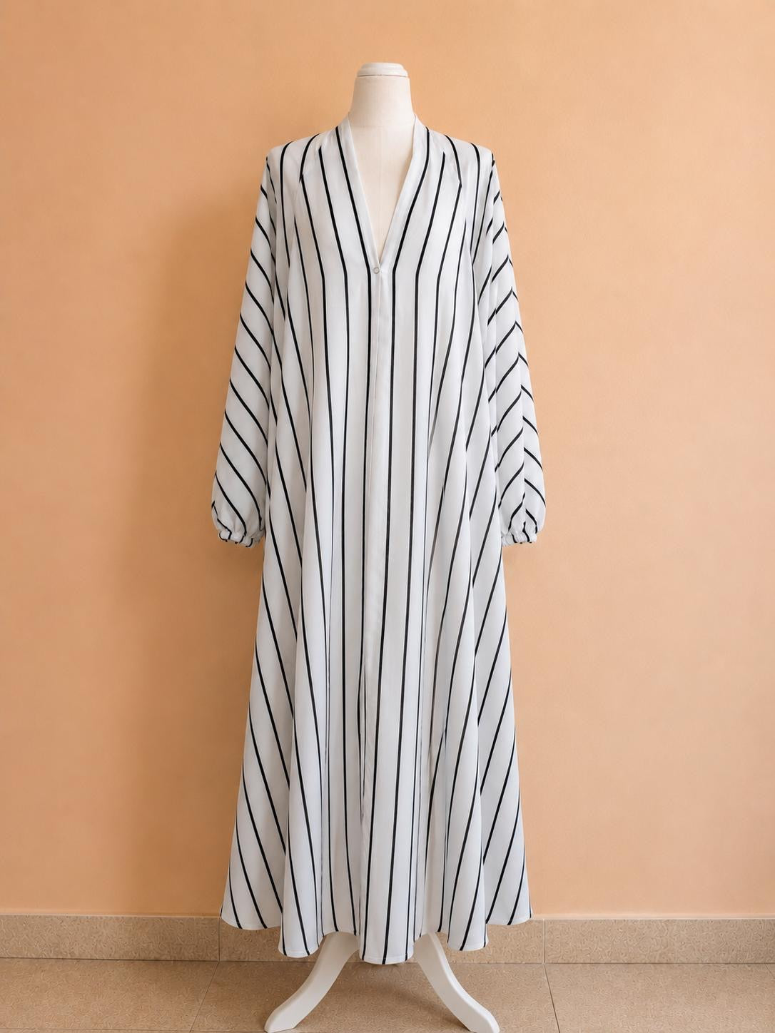 Monochrome Stripe Minimalist Abaya