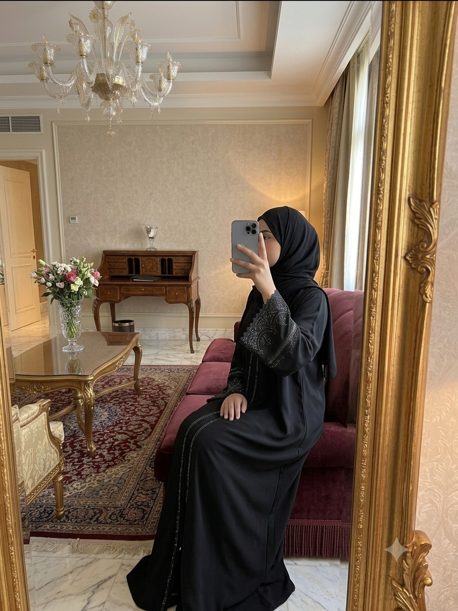 Premium Embroidered & Bead-Embellished Black Abaya