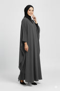 Elegant Butterfly Abaya – Charcoal Grey