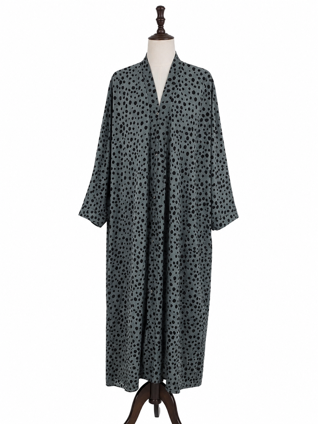 Green Printed Open Abaya – Modern Modest Style