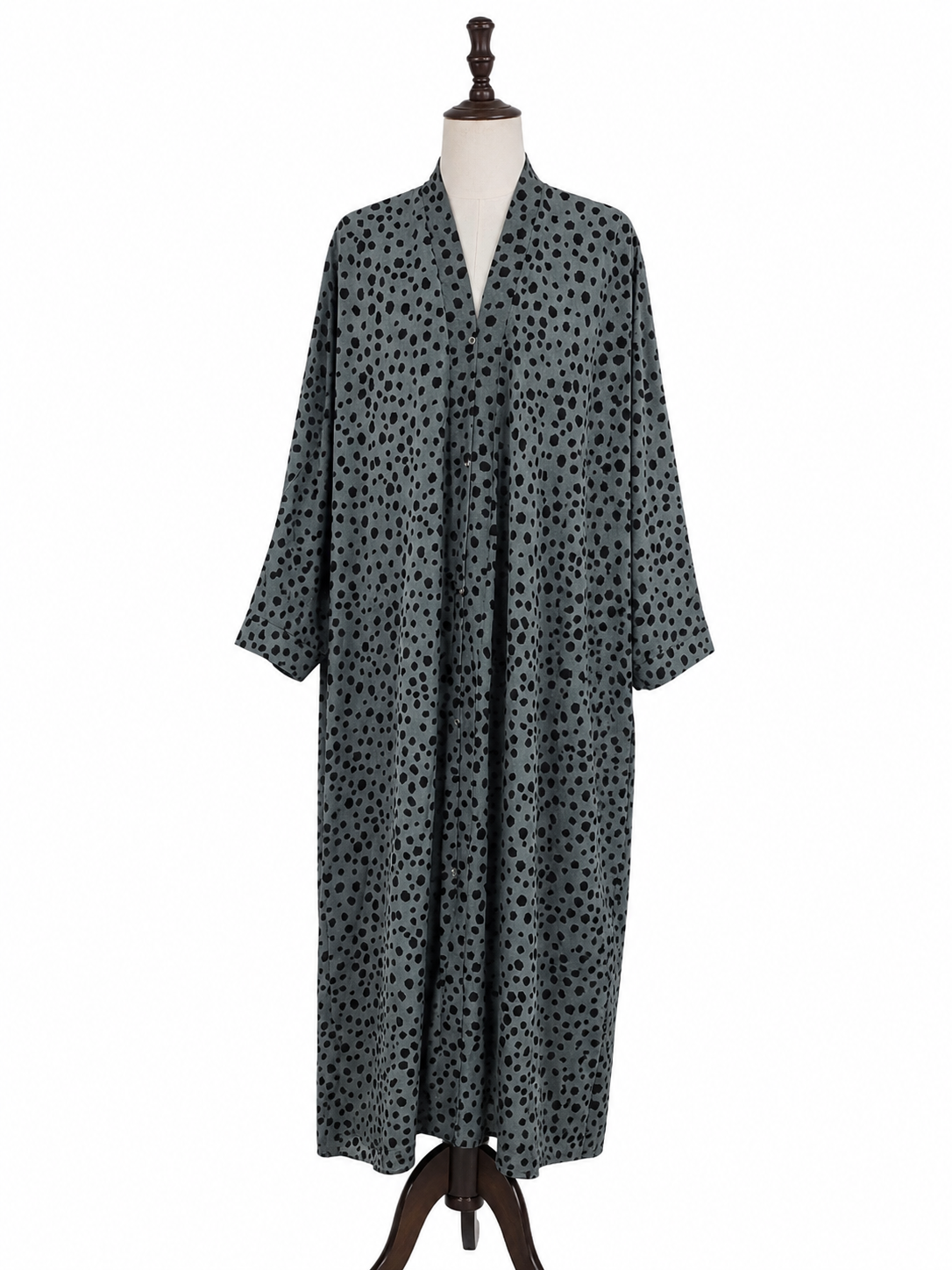 Green Printed Open Abaya – Modern Modest Style