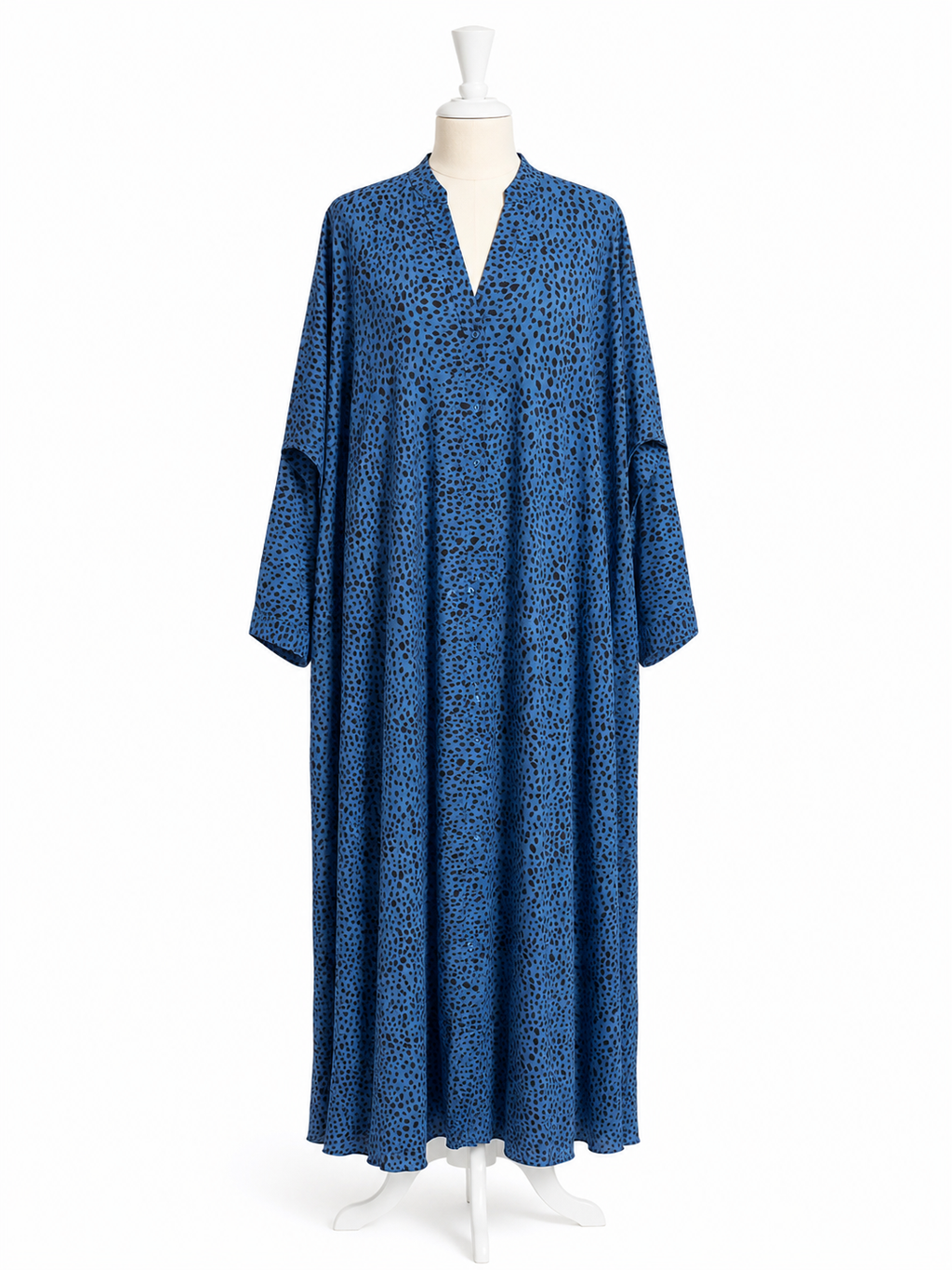 Blue Printed Open Abaya – Elegant Modest Wear