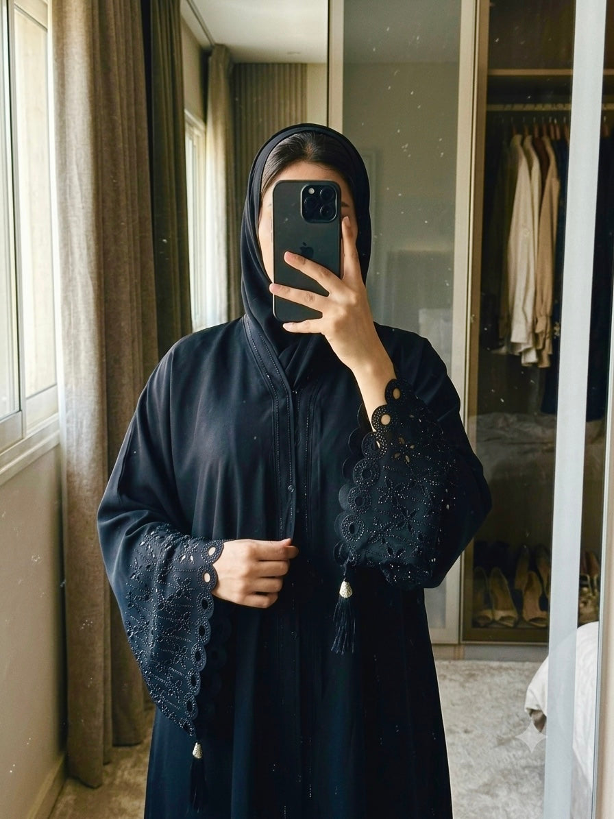 Exquisite Cut-Work & Bead-Embellished Abaya