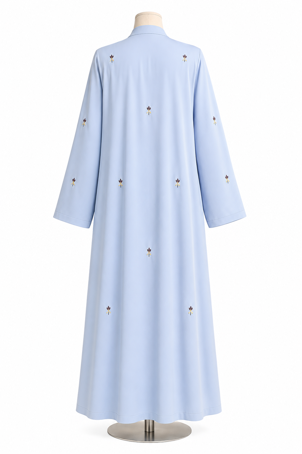 Light Blue Embroidered Open Abaya