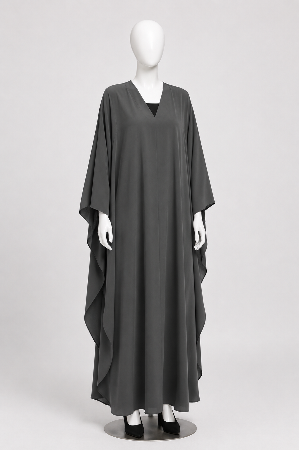 Elegant Butterfly Abaya – Charcoal Grey