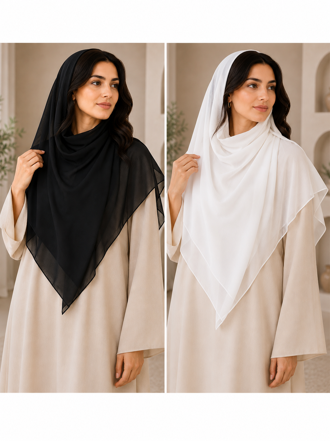 Premium Chiffon Hijab/Scarf – Lightweight – Black)