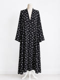 Monochrome Petal Print Abaya
