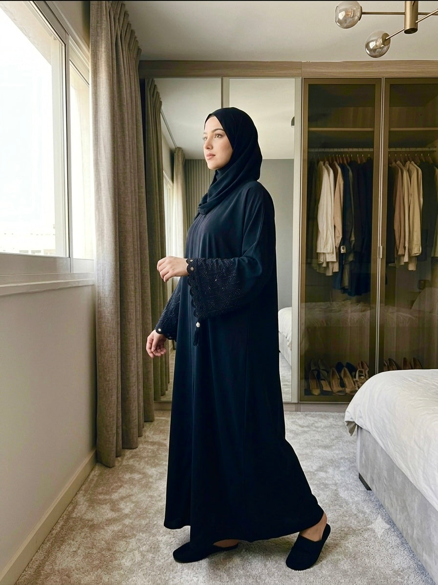 Exquisite Cut-Work & Bead-Embellished Abaya