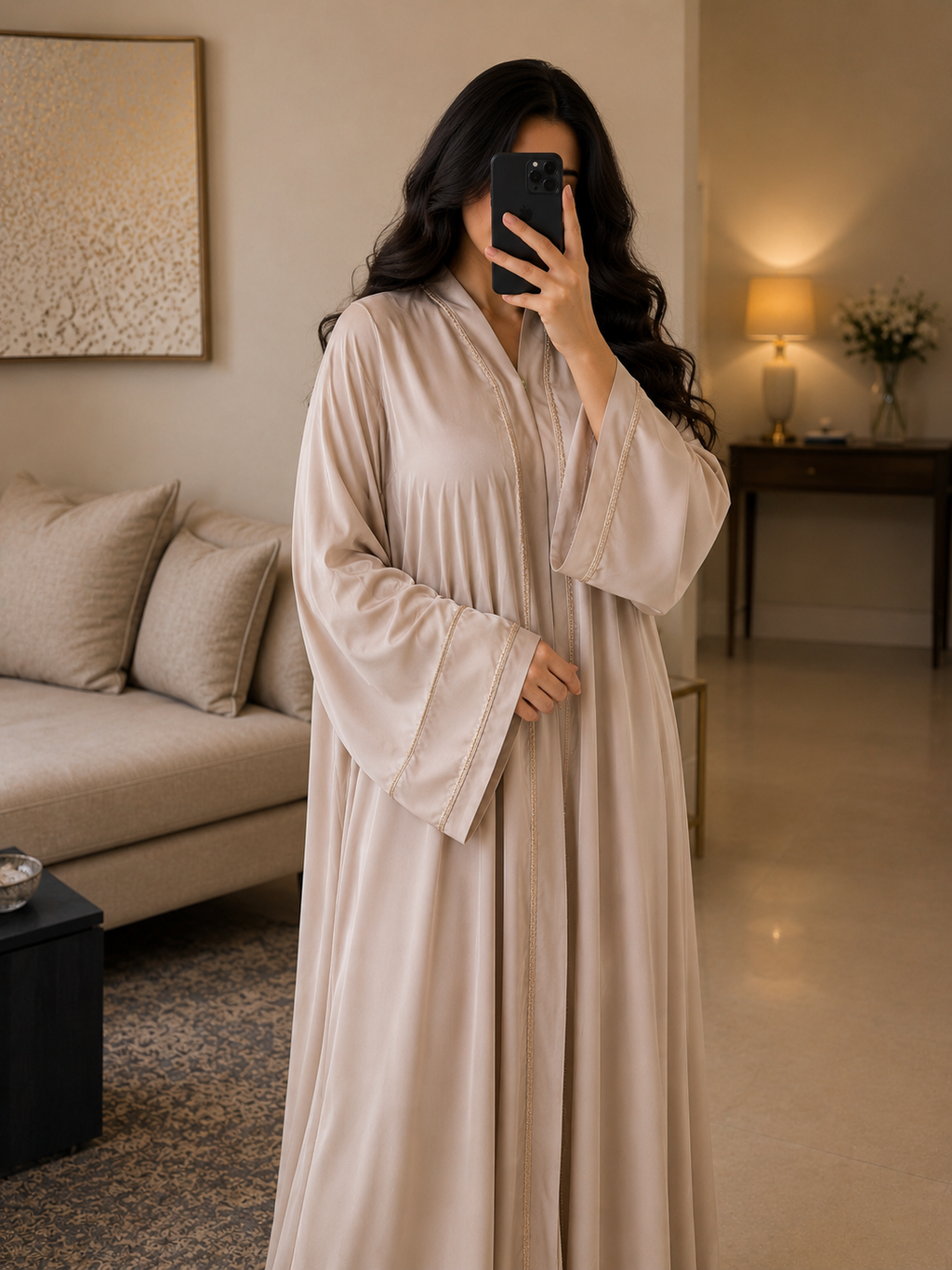 Serene Beige Minimalist Abaya
