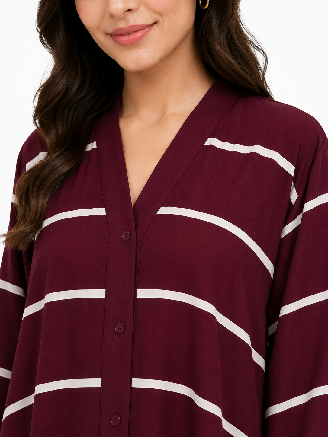 Maroon Stripe Classic Abaya