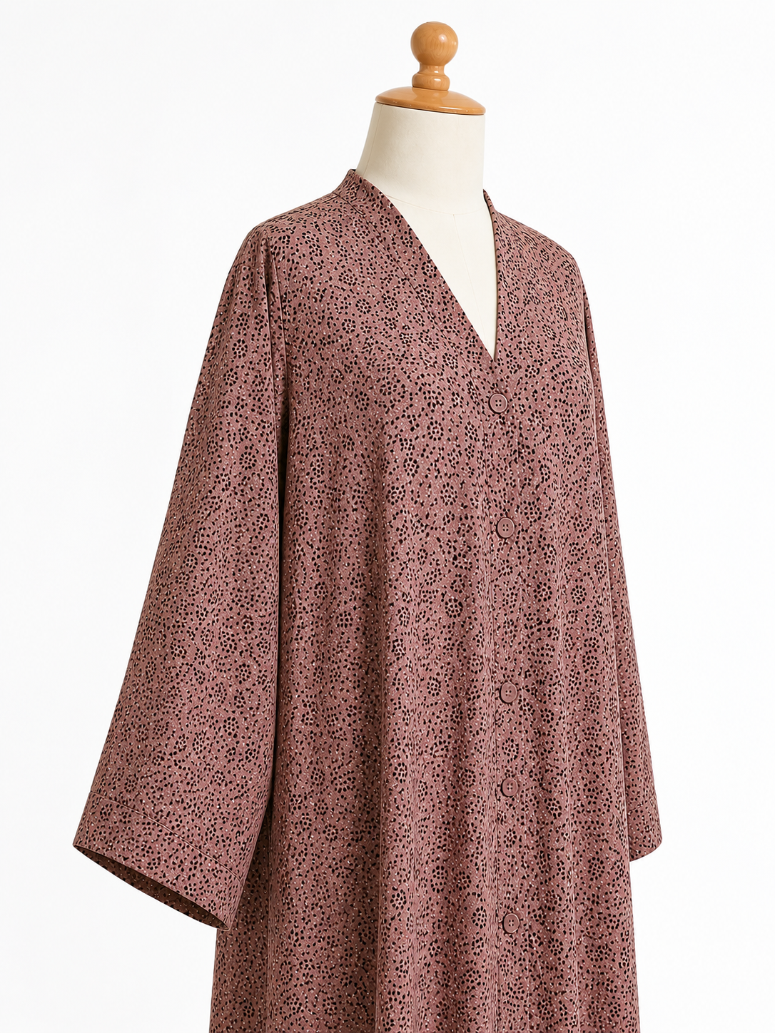 Dusty Rose Printed Button Front Abaya
