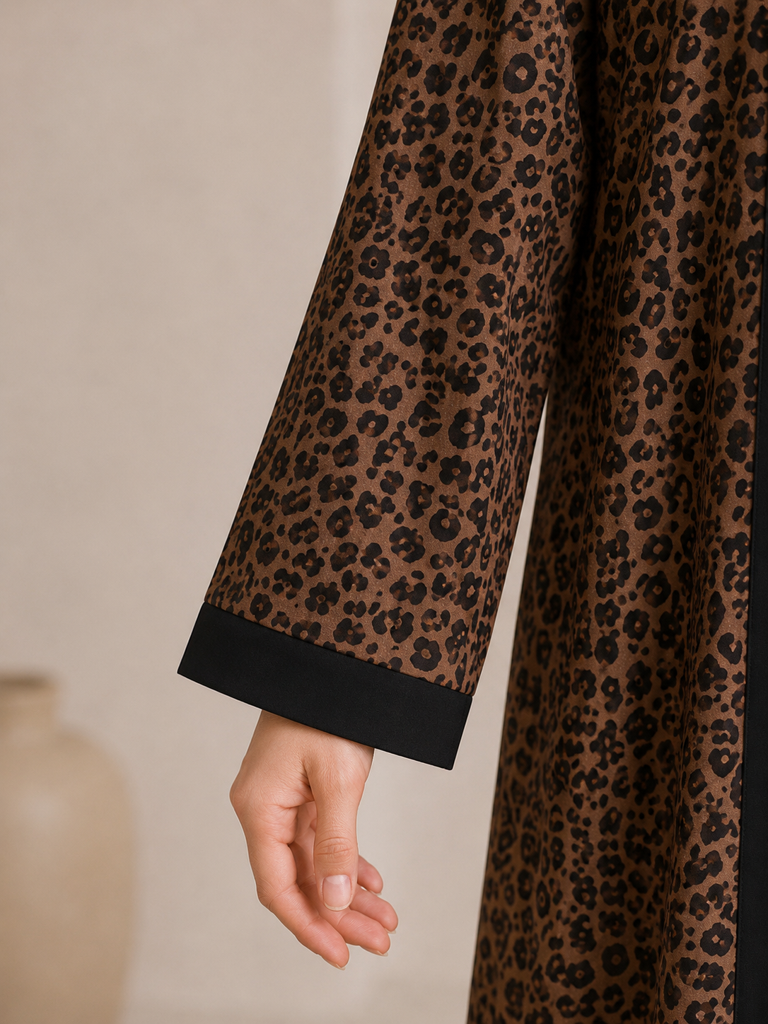 Sale! Leopard Print Zipper-Front Abaya