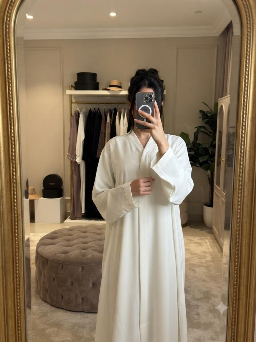 Pure Ivory Minimalist Abaya