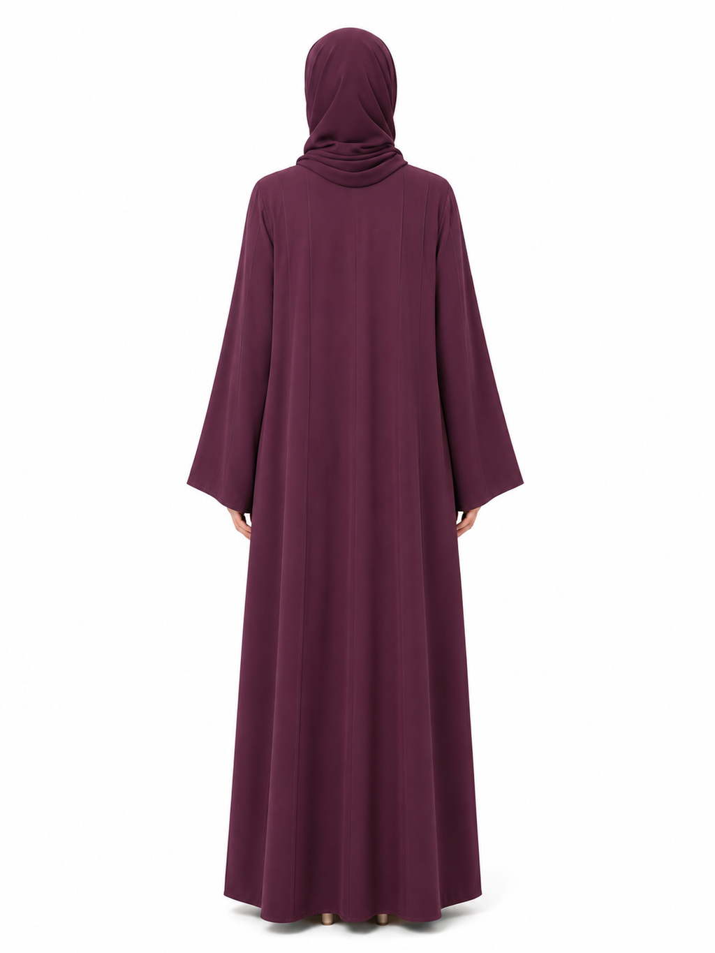 Maroon V-Stitch Panel Abaya