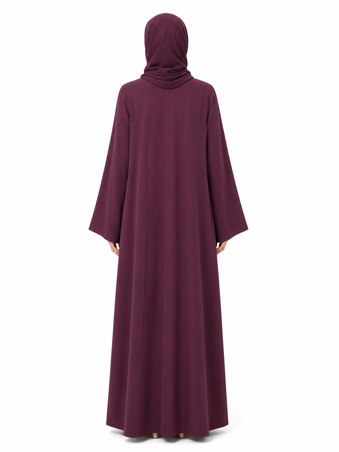 Maroon V-Stitch Panel Abaya