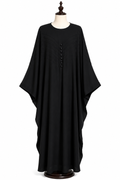 Black Butterfly Abaya with Pleated Detail