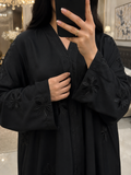 Starry Bloom Embellished Black Abaya