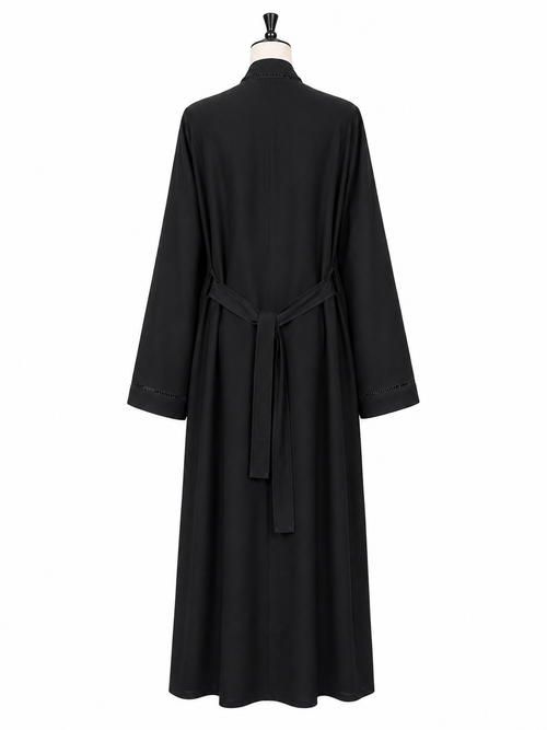 Black Kimono Style Open Abaya – Double Layer