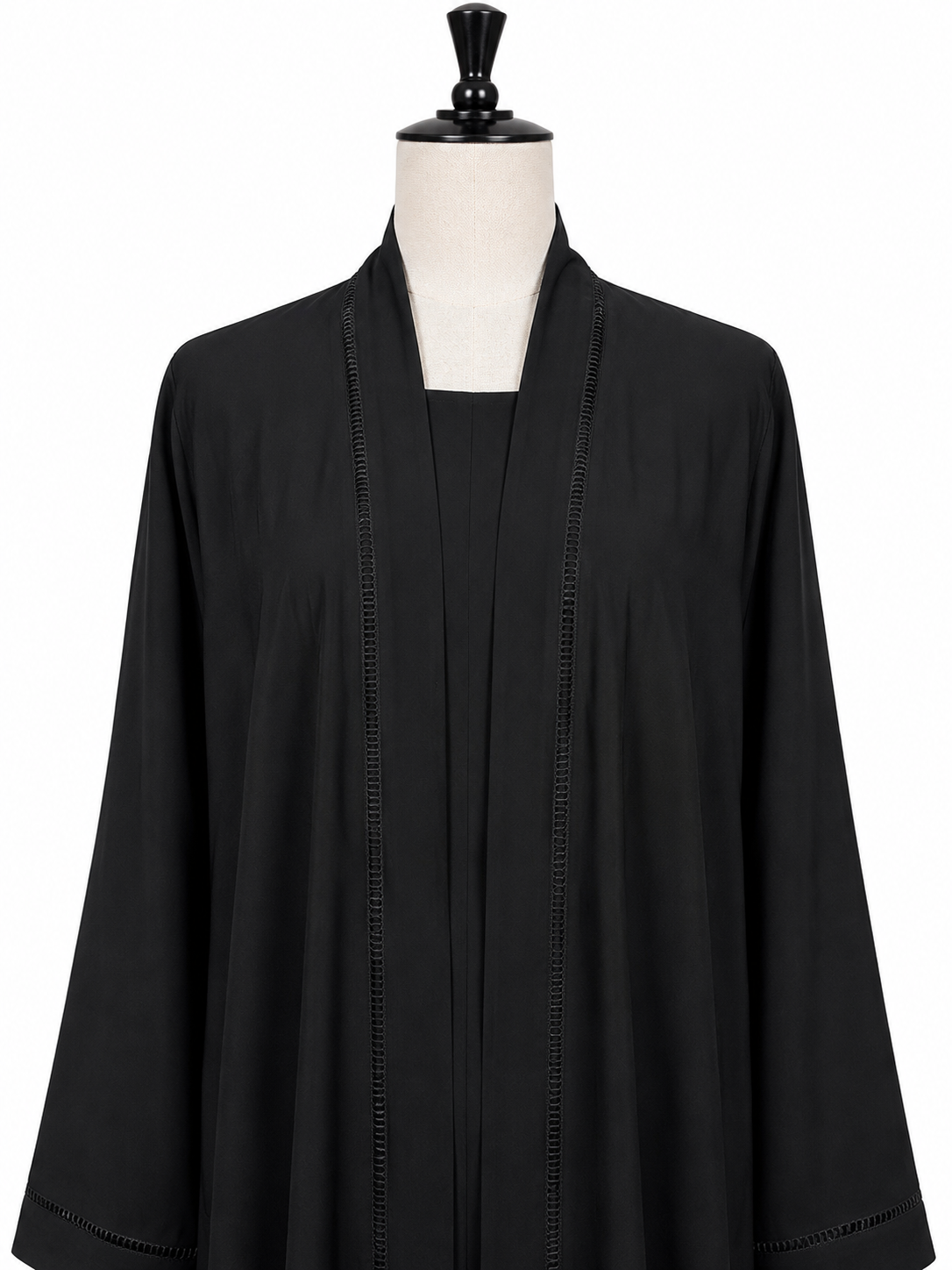Black Kimono Style Open Abaya – Double Layer