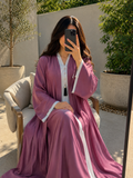 Two-Tone Mauve & White Sophisticated Abaya