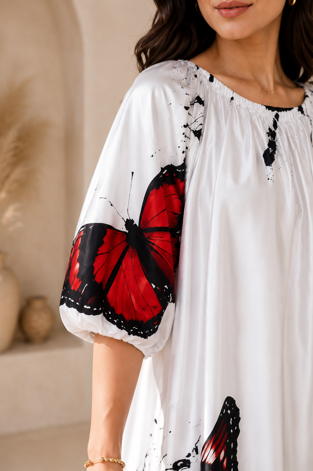 Elegant Butterfly Print Maxi Dress